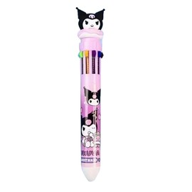 FEIFEI'S BOW Multicolor teddy bear Pens 0.5mm 10-in-1 Retractable Ballpoint Pens 10 Colors Transparent Barrel Ballpoint Pen for Office Supplies and kids school (KURO)