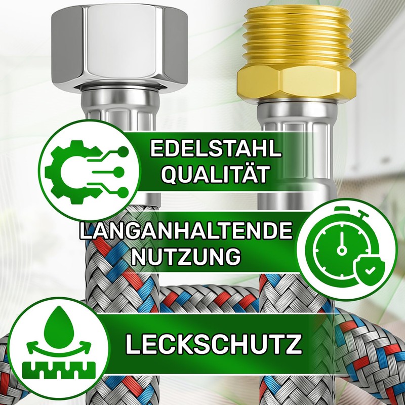 Flexible Water Connection Hose Length 50 cm Diameter 13 mm