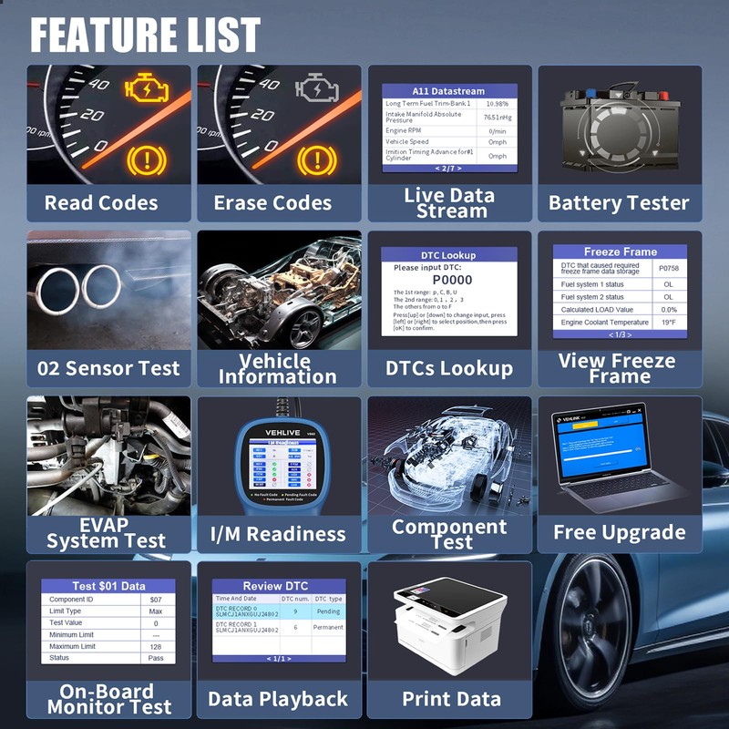 VEHLIVE V860 Scanner for Car and Trucks,OBD2 Diagnostic Tools and