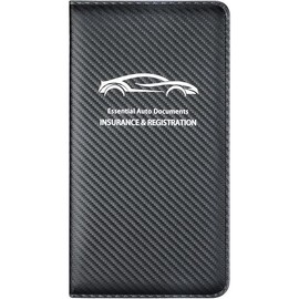 Premium Leather Car Registration & Insurance Holder, Glove Box Organizer with Magnetic Closure for Driver License & Essential Documents.4o mini - Colour: Carbon Fiber