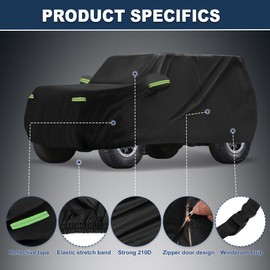 A ABSOPRO Full Exterior Cover with Driver Door Zipper Car Cover Waterproof All Weather for Ford Bronco 4 Door 2021-2023 210D Oxford Cloth