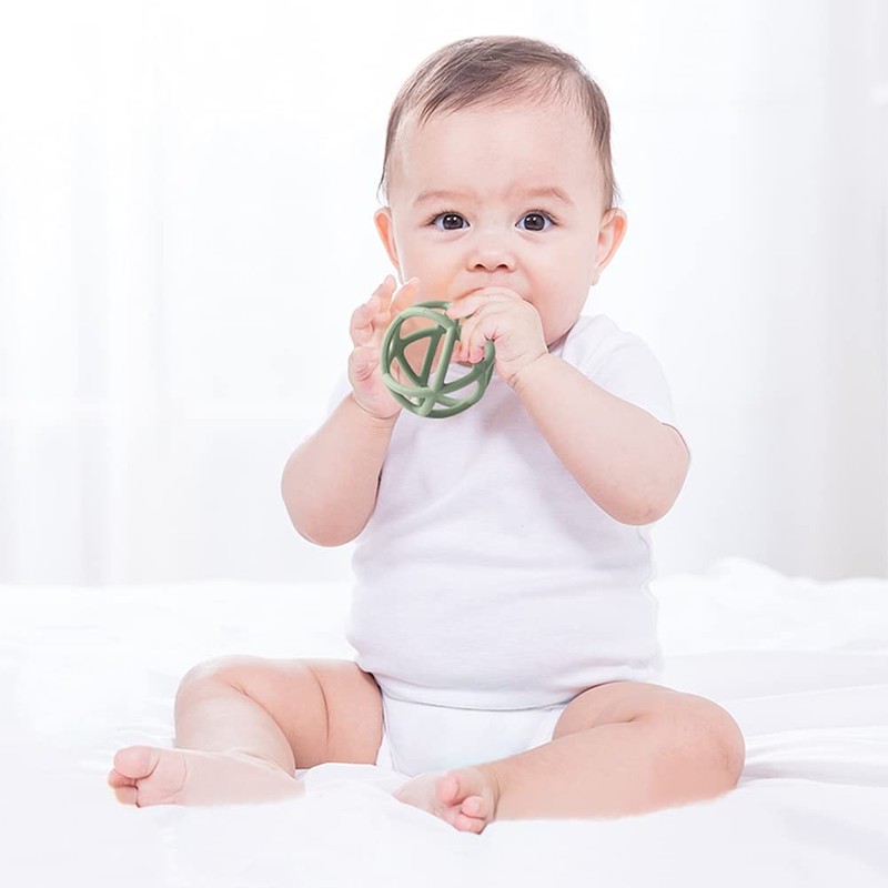 TOPGOMES Baby Teether Ball Toy, BPA Free Silicone Soft Ball
