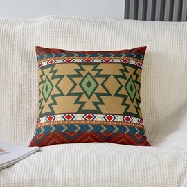 Tribal Western Decorative Pillow Covers 24x24 Inch Set of 2 Ethnic Aztec Throw Pillow Covers Rustic Farmhouse Oriental Pattern Pillow Covers Retro Mexican Style Geometric Diamond Arrow Cushion Covers