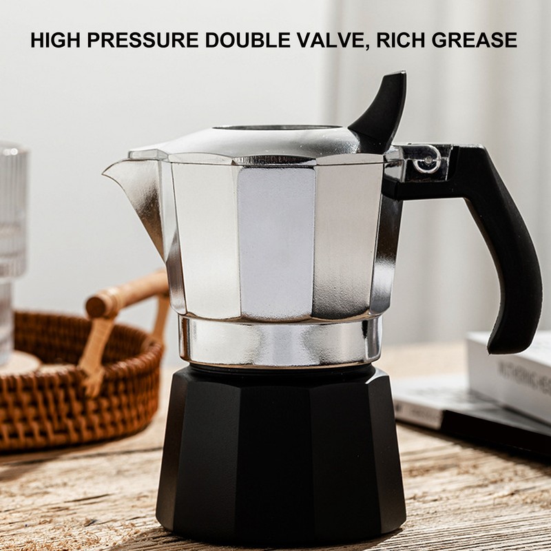 100ml Moka Pot Double Valve High Pressure Black Lower Pot