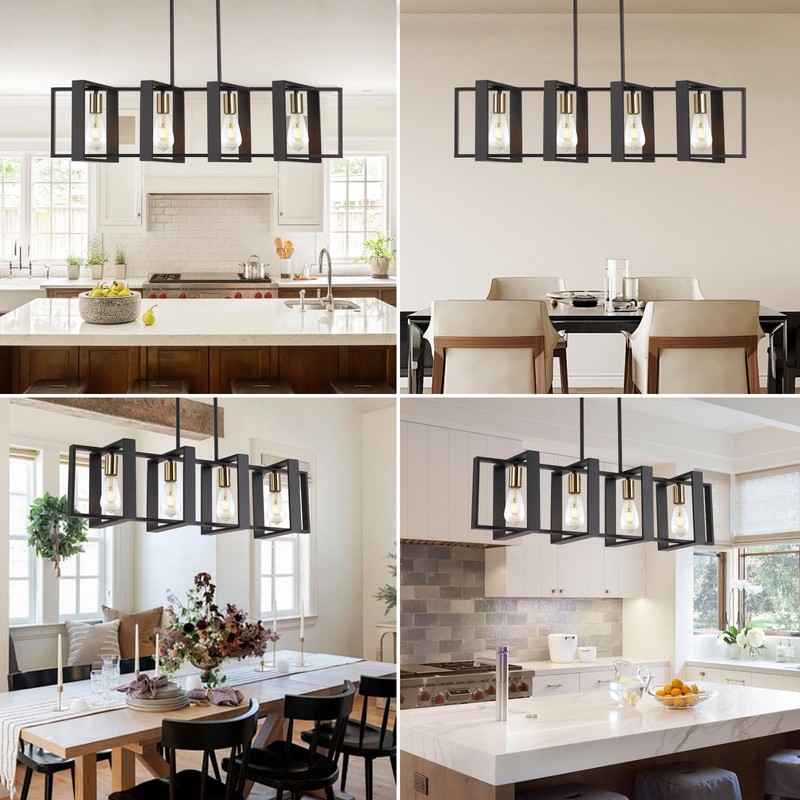 35.4" Kitchen Island Lighting Fixture, Dining Room 4 Lights Chandeliers,