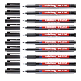 edding Permanent Pen 142 M, 1 mm, Black (Pack of 10)