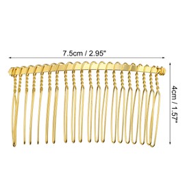VOCOSTE 2 Pcs No Slip Hair Side Combs Accessories, Metal, Gold Tone, 3"