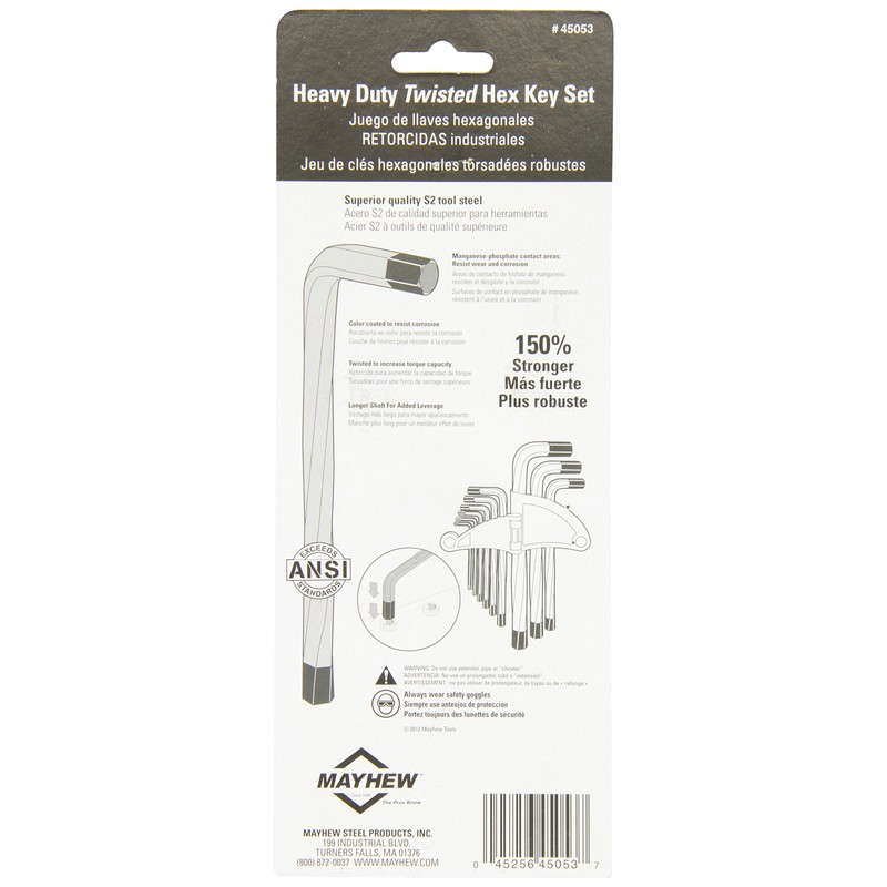 Mayhew 45053 Metric Twisted Hex Key Set, 9-Piece, Multi
