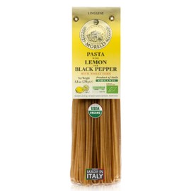 Morelli Lemon Pepper Linguine Pasta with Wheat Germ - Imported Linguine Organic Pasta from Italy - Naturally Flavored, Made in Italy - 8.8 oz (Pack of 1)