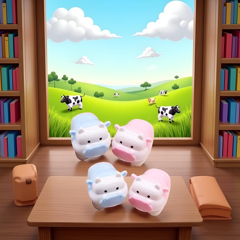 2 Pcs Cute Pig Cattle Design Sharpener Cow Ox Kawaii