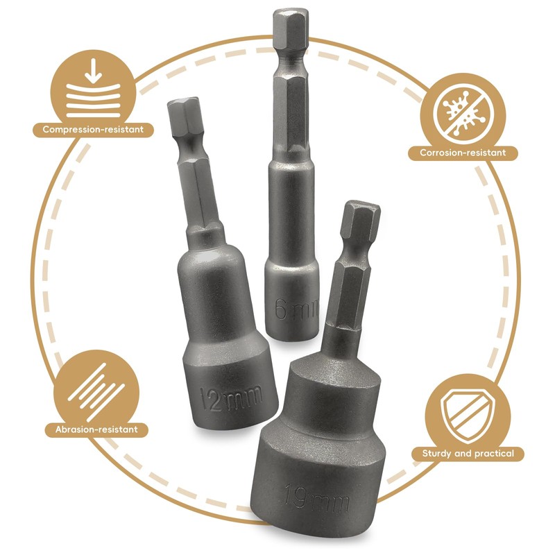 Xpieoyrm Set of 12 Magnets Hexagonal Socket, 6-19 mm Socket