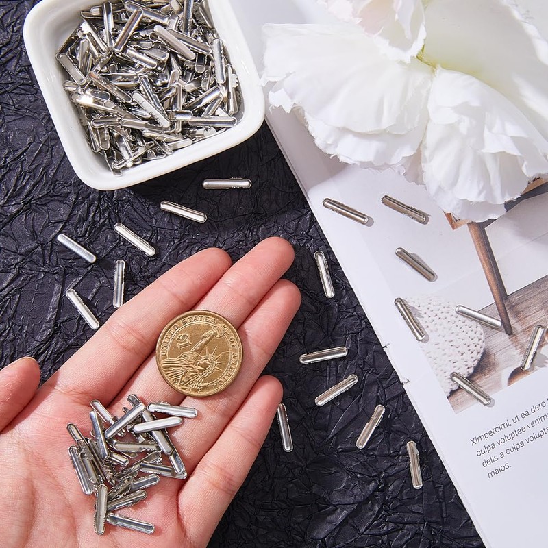 GORGECRAFT 350pcs Elastic Cord Ends Silver Metal Stainless Steel Folding