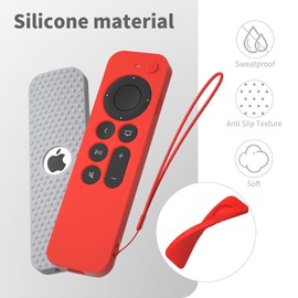Compatible with Apple TV 4K Siri Remote 2021 Silicone Cover, Silicone Case for Apple TV 4K 6 Generation 2021 Remote Control, Apple 4K Siri Remote 2nd Gen Cover (Red)