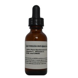Super Intensive Anti-Aging Serum, 100% Pure Hyaluronic Acid, Vitamin C, Vitamin E, MSM, and DMAE (1oz)