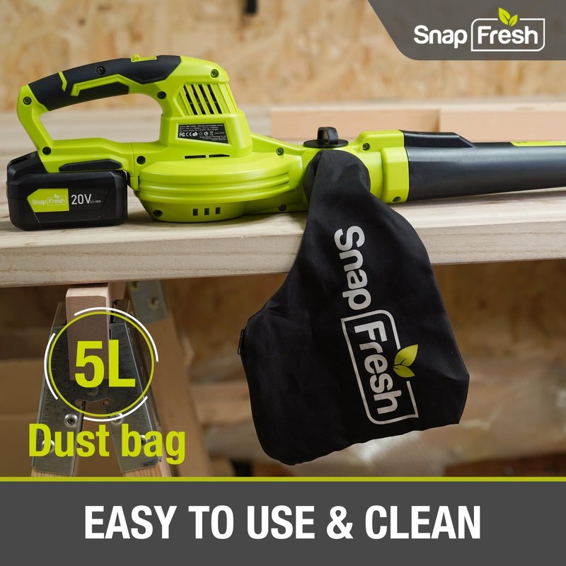 SnapFresh Leaf Vacuum, 2-in-1 Cordless Blower & Vacuum with 4.0Ah