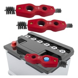 4 in 1 Car Battery Terminal Cleaner, Car Battery Post Cleaner, Anti-Rust Car Battery Terminals Machine Parts Cleaning Brush, Universal Car Cleaning Tool Accessories (Red, 2PCS)