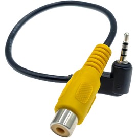 CNCTWO C2R425020Lr 2.5mm Stereo Mini Male to RCA (Yellow) (Female) Conversion Cable for Car Camera, OMTP Standard, 7.9 inches (20 cm), Rear Camera, Car Navigation Wiring