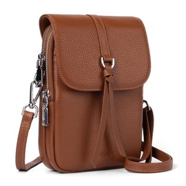 befen Small Cross Body Bag Brown Shoulder Bags Genuine Leather Handbags for Women UK RFID Cell Phone Crossbody Bag for Travel