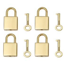 4Pcs Mini Padlock with Key Vintage Antique Style Lock for Jewelry Box, Storage Box, Diary Book Keyed Padlocks Padlocks and Hasps (Gold)