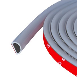 Weather Stripping Door Seal, Self Adhesive Silicone D Shaped Weather Strip, Door Seal Strip for Door Frame/Window Seal, 20Ft, Grey (9/16" W × 15/32" T)
