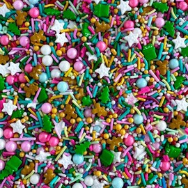 Sweetapolita Limited Edition Christmas Sprinkles (4oz, All Is Bright Holiday Sprinkles – Crunchy Jimmies, Presents, Gingerbread Men & Tree Candy Shapes)