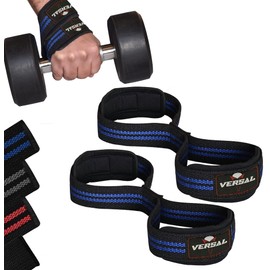 VERSAL Weight Lifting Straps Figure 8 Lifting Straps Neoprene Padded Wrist Support Gym Straps Heavy Duty Weightlifting Deadlift Straps for Powerlifting Fitness Training Workout (Blue/Black)