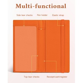 Zreal Checkbook Cover for Women, Premium Vegan Leather Checkbook Holder for Top & Side Tear Duplicate Checks with RFID Blocking (Orange)