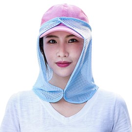 SHIO MOKU Face Cover, UV Protection, Neck Guard, UV Protection, Mesh, Cool, Neck Cover, Protects Neck from Heat, Cap Flap (Hat Flap), Breathable, Sweat Absorbent, Quick Drying, Unisex, blue