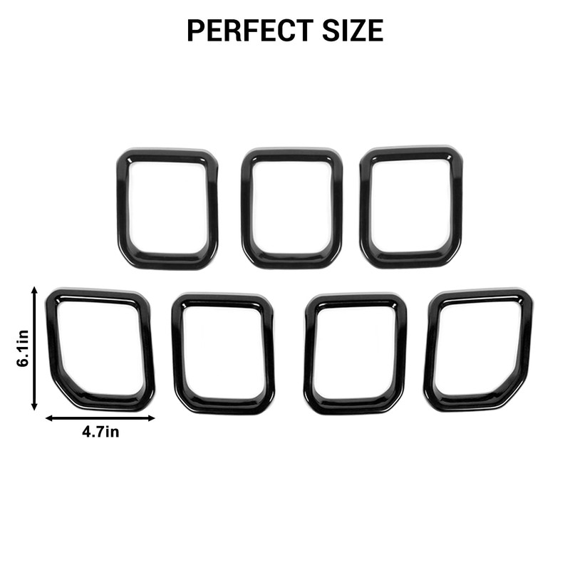 Jimen Compatible with Jeep Compass 2021-2023, 7PCS Front Grille Inserts