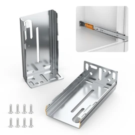 Furniware 1 Pair Rear Mounting Brackets for Soft Close Drawer Slides, Drawer Bracket for Face Frame Cabinets, Metal Replacement Parts for 45mm Width Ball Bearing Kitchen Cabinet Glides