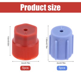10pcs Ac Charging Port Caps, 13mm & 16mm AC Service Valve Cap Leak-Proof AC Line Caps for Car Air-Conditioning Replacement and Maintenance(5 Blue Low Side & 5 Red High Side)