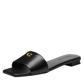 Coach Women's Sculpted C Flat Sandal Platform, Charcoal/Black, 9