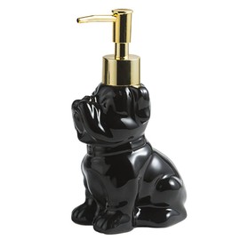 Cute Soap Dispenser Bathroom, Dog-Shaped Design, Ceramic Hand Soap Dispenser Bottle with Pump (Black)