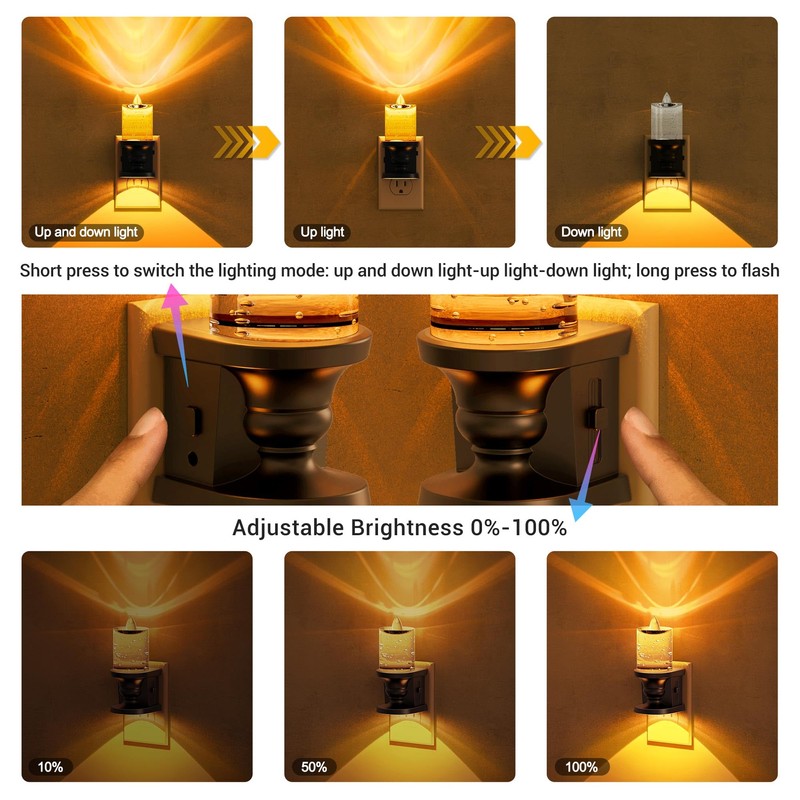 JandCase Night Light, Candle Amber Night Lights Plug into Wall,