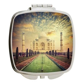 Island Gifting - Image of the Taj Mahal at sunrise - a stunning India Landmark - Square Compact Mirror - Travel Mirror