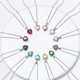 Bellitia Jewelry Women's Heart Pendant Necklace in 925 Sterling Silver, Birthstone Gift for Mother, Women, Girls, Jewellery for Valentine's Day, Birthday, Sterling Silver, Tourmaline