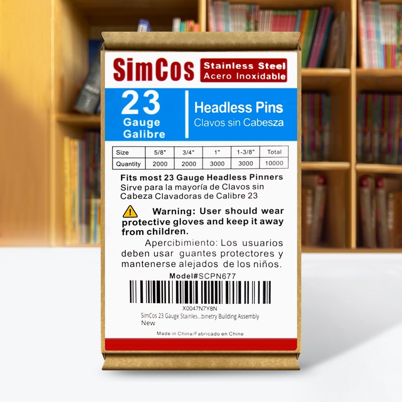 SimCos 23 Gauge Stainless Steel Pinner Nails (5/8",3/4",1",1-3/8") assorted 4
