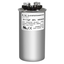 Carrier P291-3074R - 30 + 7.5 uF MFD x 440 VAC BMI Replacement Dual Capacitor Round # C43075R/97F9982