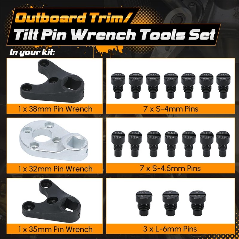 PQY Outboard Trim Tilt Pin Wrench Tools Set MT0004 &
