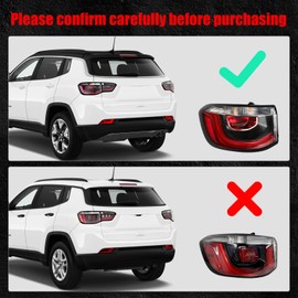 Huray Left Outer Tail Light Fit for Jeep Compass 2017-2021 LH Taillight Tail lamp Brake Lamp Assembly Replacement Accessory Replacement for CH2804115 55112839AC (Driver Side)