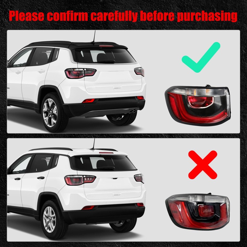 Huray Left Outer Tail Light Fit for Jeep Compass 2017-2021