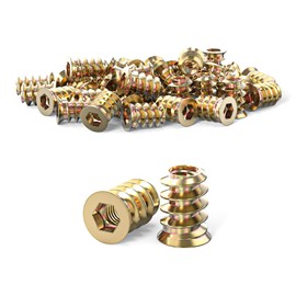 Wavanta 20Pcs Threaded Inserts Nuts, M6 x 15mm Threaded Inserts for Wood, Hex Socket Drive Screw Insert for Wood Furniture, Cabinet