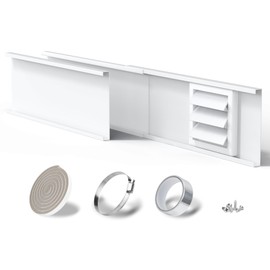 Flamorrow Dryer Vent Window Kit, 4" Window Vent Kit with Air Vent Cover, Adjustable Window Dryer Vent Panels with Insulation Foam Seal Strip & Aluminum Seal Tape, Hose Clamp