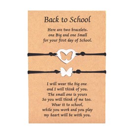 HUASAI First Day of School Bracelet Back to School Bracelet Mommy and Me Matching Wish Bracelets Set Back to School Gifts Stuff Supplies