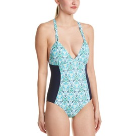 Helen Jon Women's Lanikai Capri One-Piece Swimsuit, Turquoise Print, X-Small