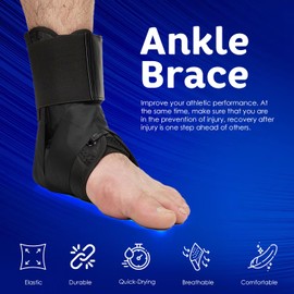 Kennerly Ankle Brace for Women and Men, Support for Sprained Ankle, Achilles Tendonitis, Injury Recovery, Lace-Up Design for Running, Basketball, Gym, Stabilizing Ankle Straps Included (Small)