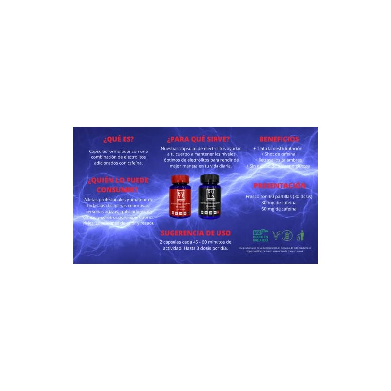 RUTS ENERGY CÁPSULAS DE ELECTROLITOS (60 MG CAFEÍNA)