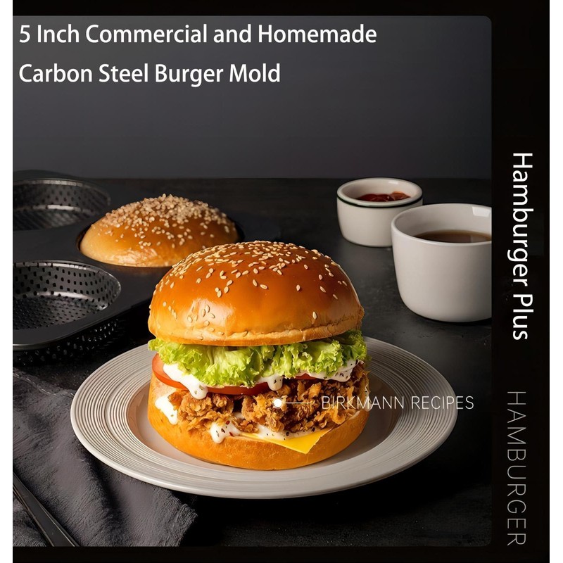 HOMOMSAE Large Hamburger Bun Pan, 5 Inch Perforated Commercial Non-Stick