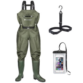 Probite Fishing Chest Waders for Men Women with Boots Waterproof 2-ply Nylon PVC Lightweight Waders for Hunting(M11/W13,Green)