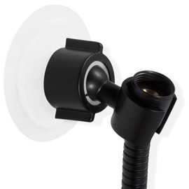 360 Adjustable Handheld Shower Head Holder - Easy Mount with Strong Adhesive - Bathroom Wall Mounted Shower Hose Holder (Matte Black)